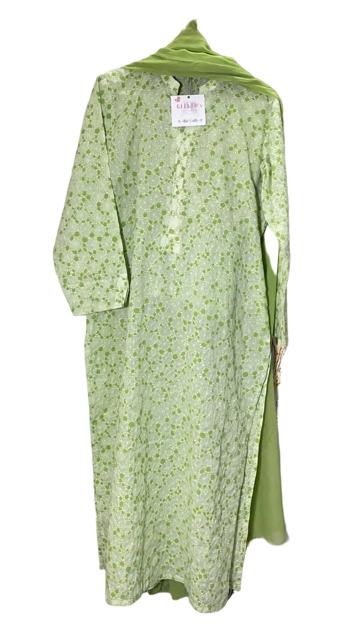 Mint Green long shirt with trouser and dubata