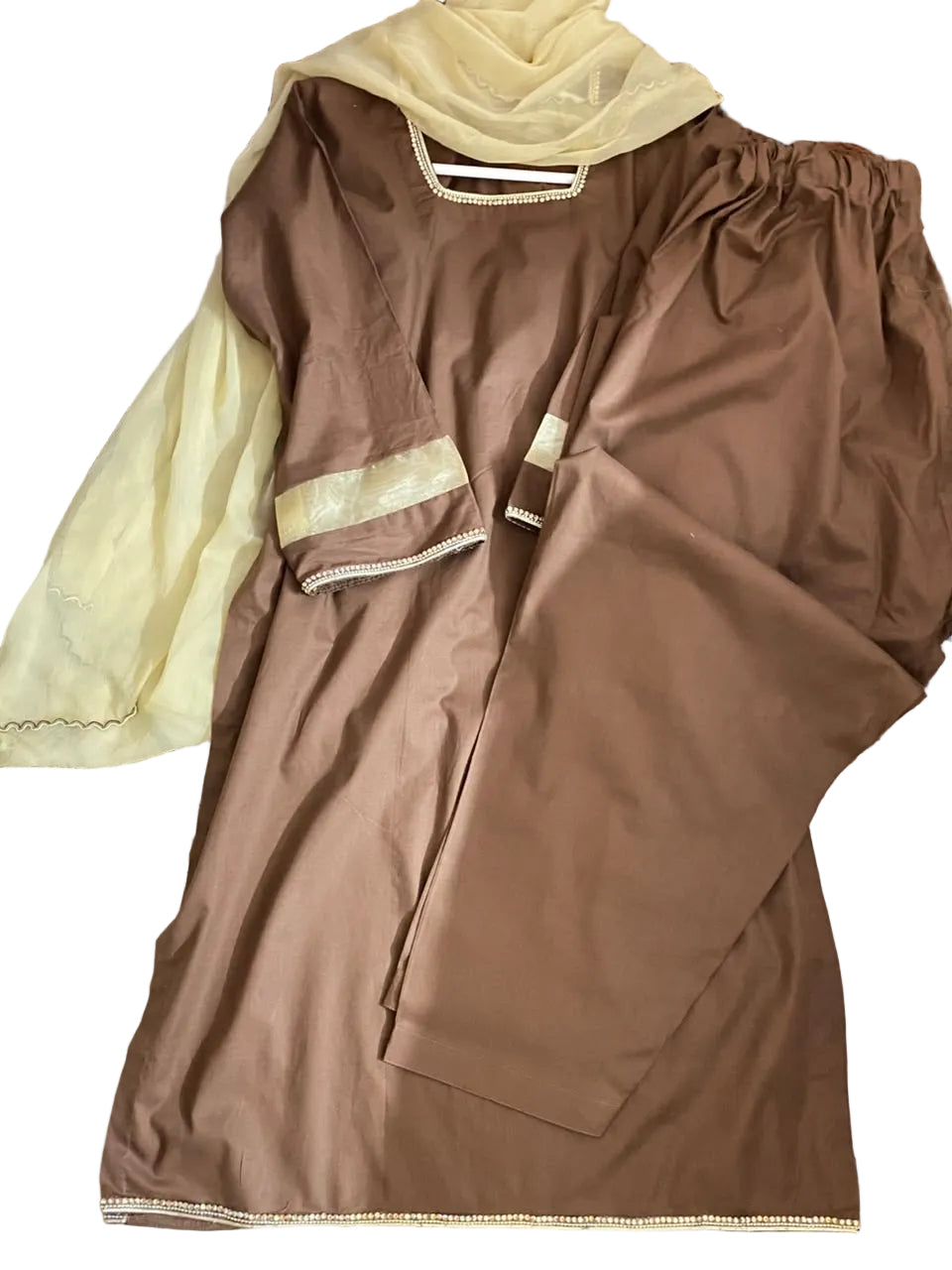 Brown 3pc stitched