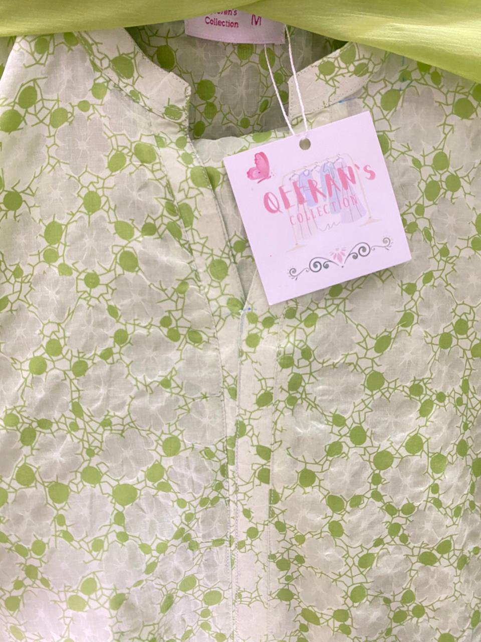Mint Green long shirt with trouser and dubata
