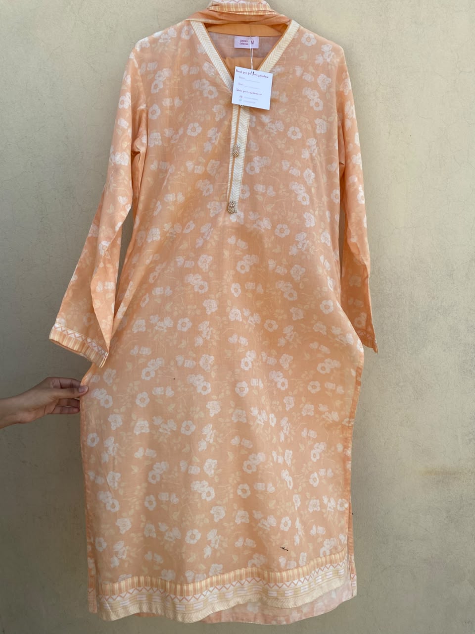 Peach 3pc stitched dress